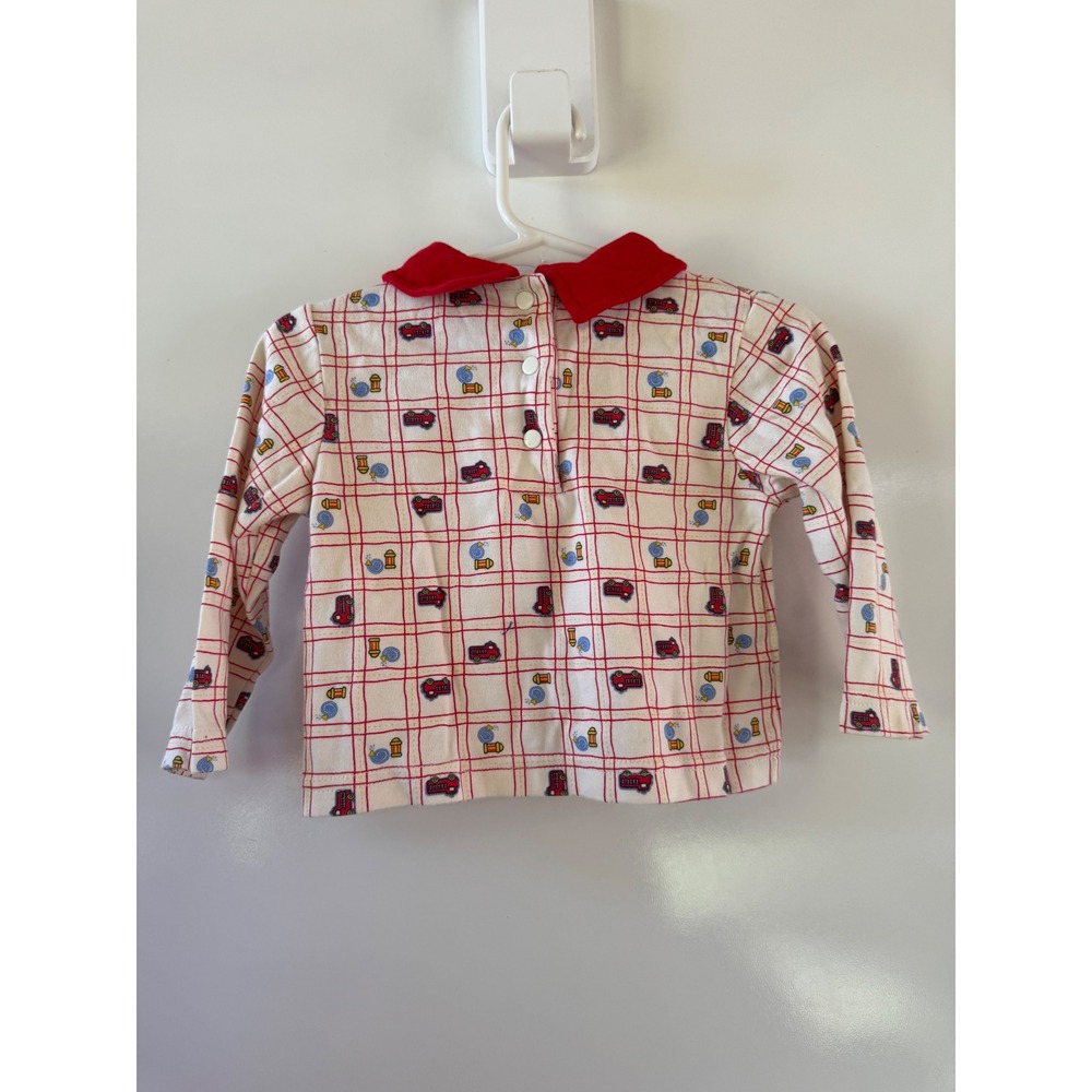 Vintage Honors Baby Red Corduroy Overalls and Fire Truck Shirt Set 12 Months - Picture 7 of 7